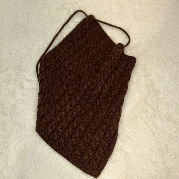 Brown knit sweater crop top - Picture 3 of 4